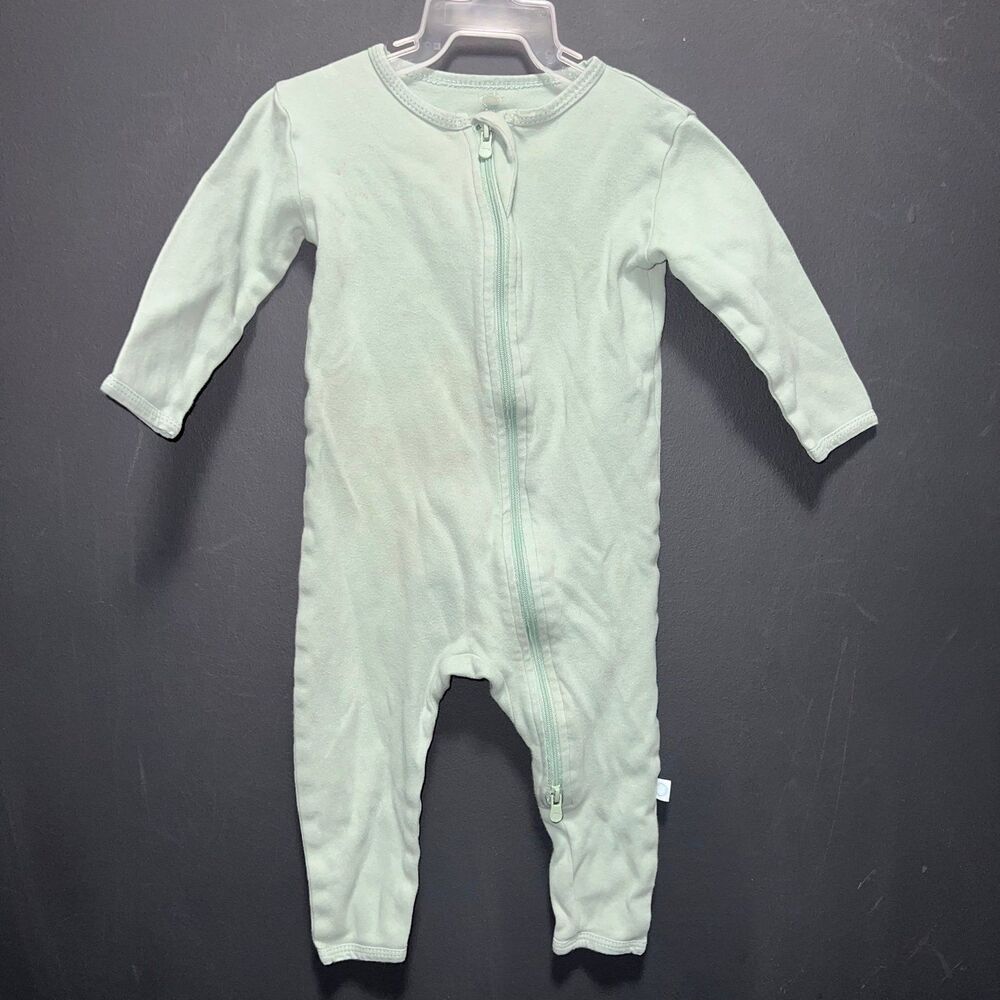 Dreamland Baby 6-12m Cotton Footless Zip Up Sleeper Pajamas Green